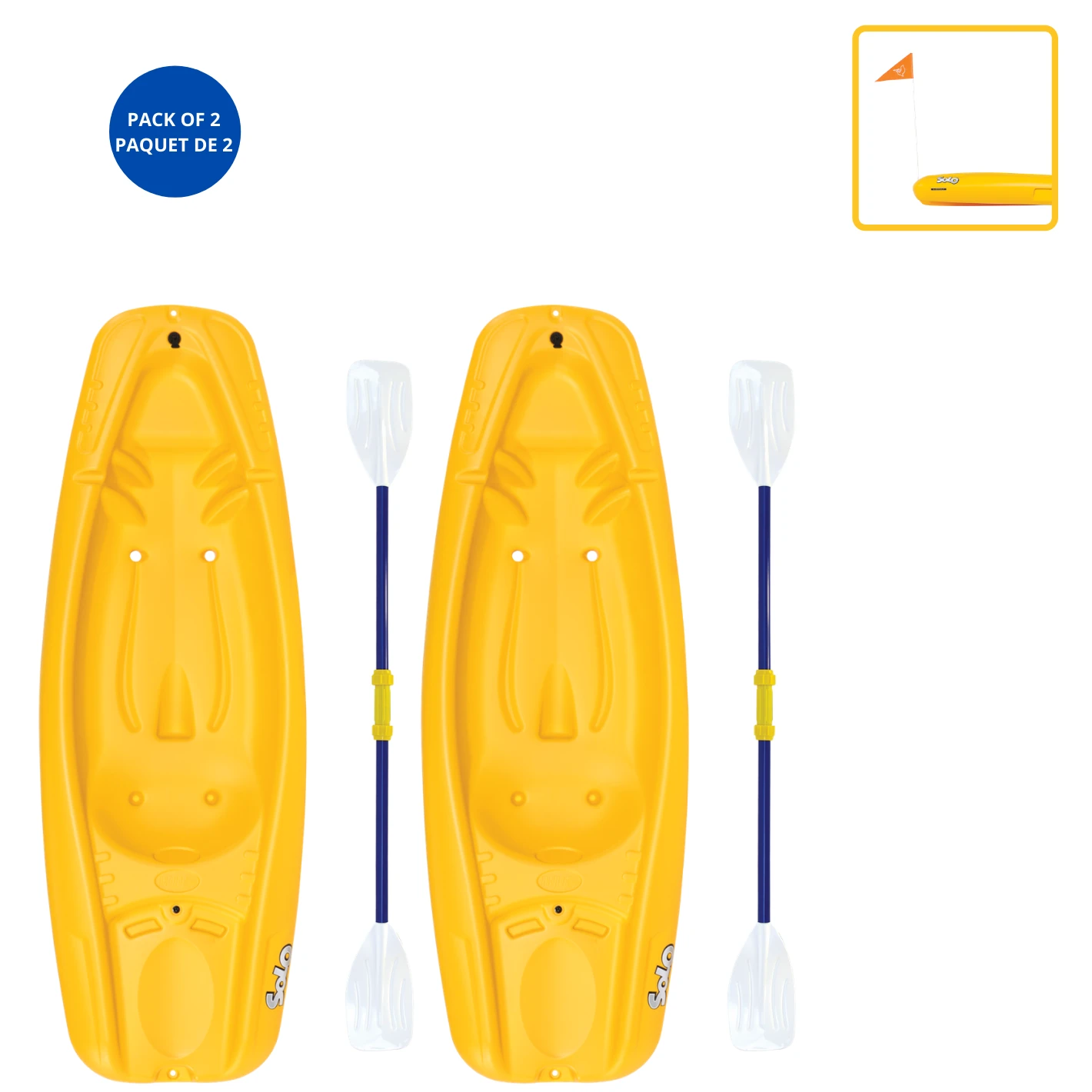 Pelican Sport Combo - 2 Solo Kids Kayaks With Paddles - Yellow 3 Pelican Sport Combo - 2 Solo Kids Kayaks With Paddles - Yellow