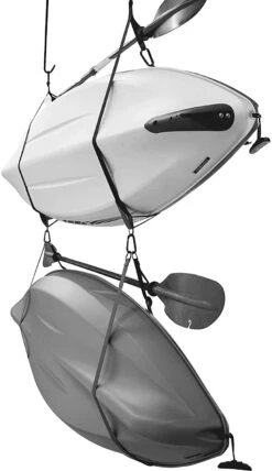 Kayak And SUP Storage Straps -Kayaking Sale Store Systemedesanglederangementdoublepourkayak Pourinterieuretexterieur Cintrespourplanchedepaddle Livreavecclipdepagaie PS1954
